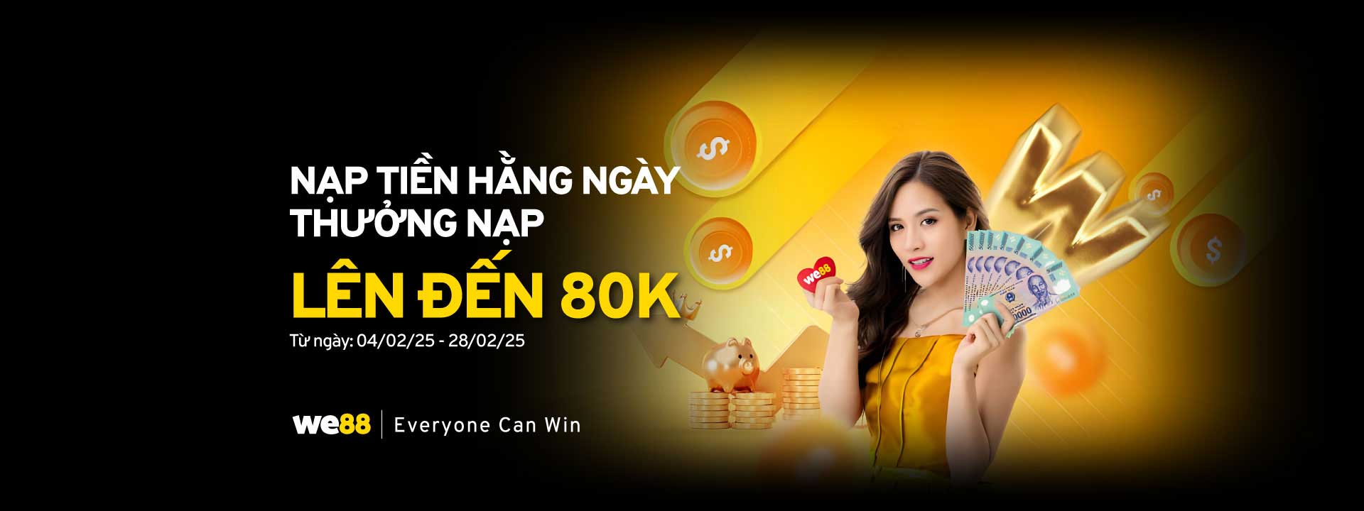 Thưởng nạp tiền WE88 lên đến 80K hằng ngày